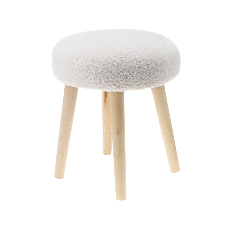 Fuzz Round Stool (KD LEGS)/Curly Fur Round Stool (KD LEGS) 35*35*42CM