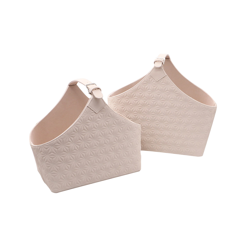 Quilted Embroidery PU Storage Basket/Magazine Basket 2/S L36-40CM