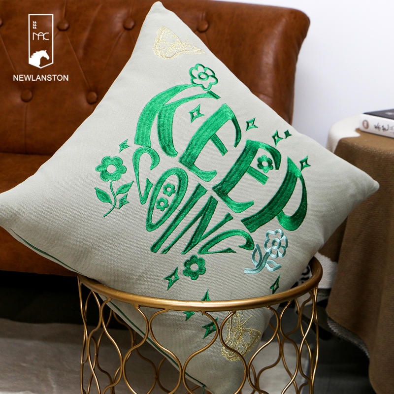 Square throw pillowcase sofa living room cushion cover decoration pillow case with green pattern