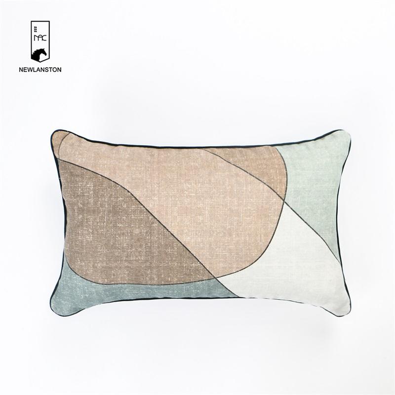 50x30  Cushion cover ( 70% linen+30% cotton, with black piping)  