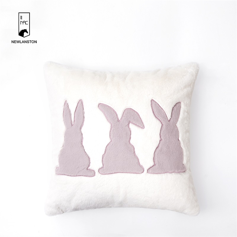 45x45 Faux Rabbit Fur Patchwork embroidery Cushion cover