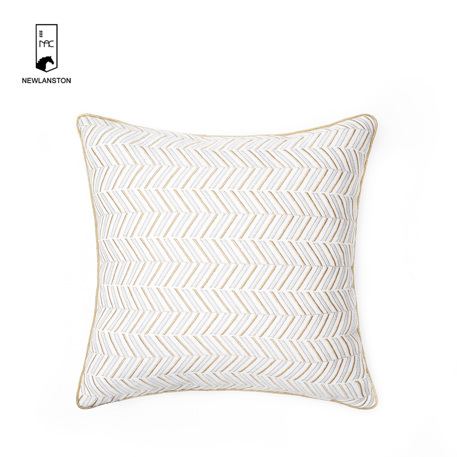  45x45 Golden Embroidery Golden Piping Geometric Style Cushion/Pillow cover
