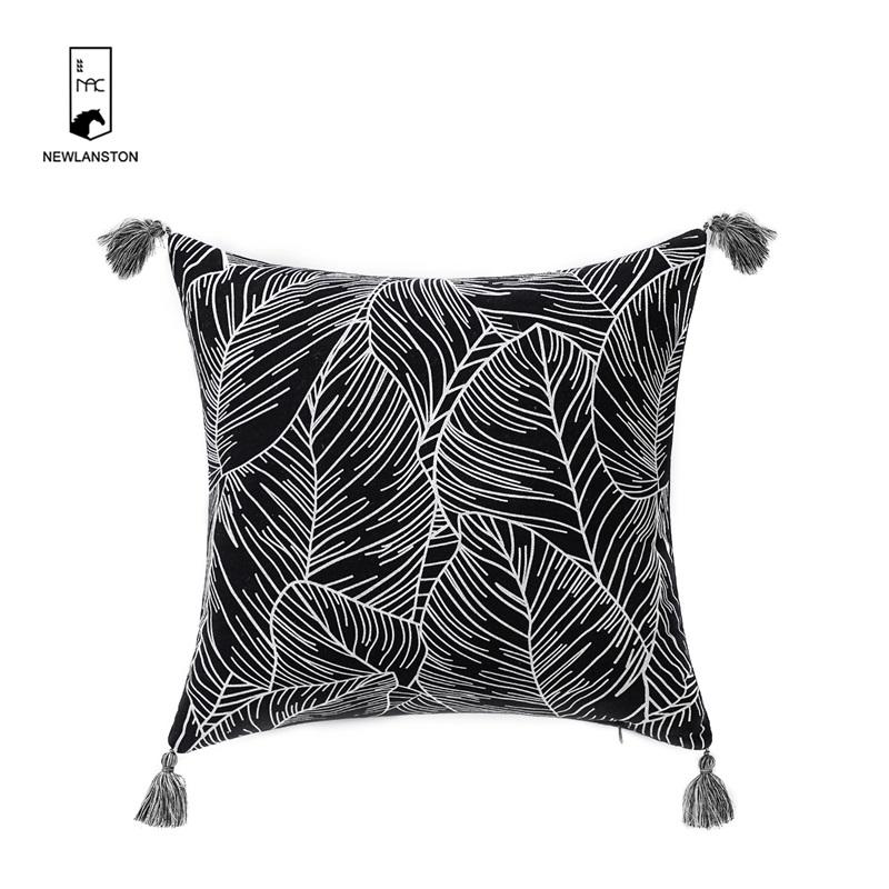 45x45 High quality recycled cotton Printed Leaves Cushion/Pillow cover  