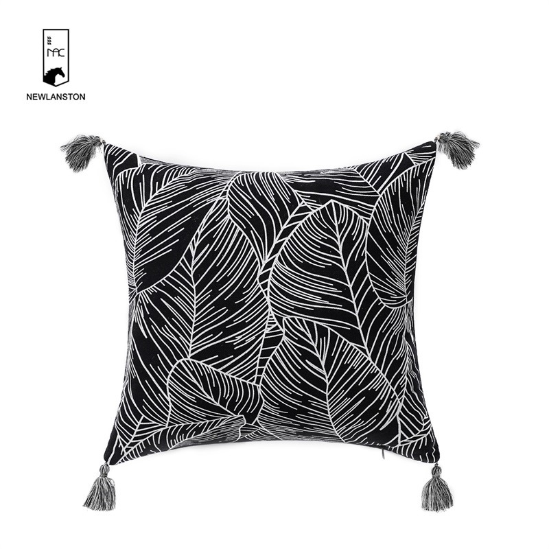  45x45 High quality recycled cotton Printed Leaves Cushion/Pillow cover 