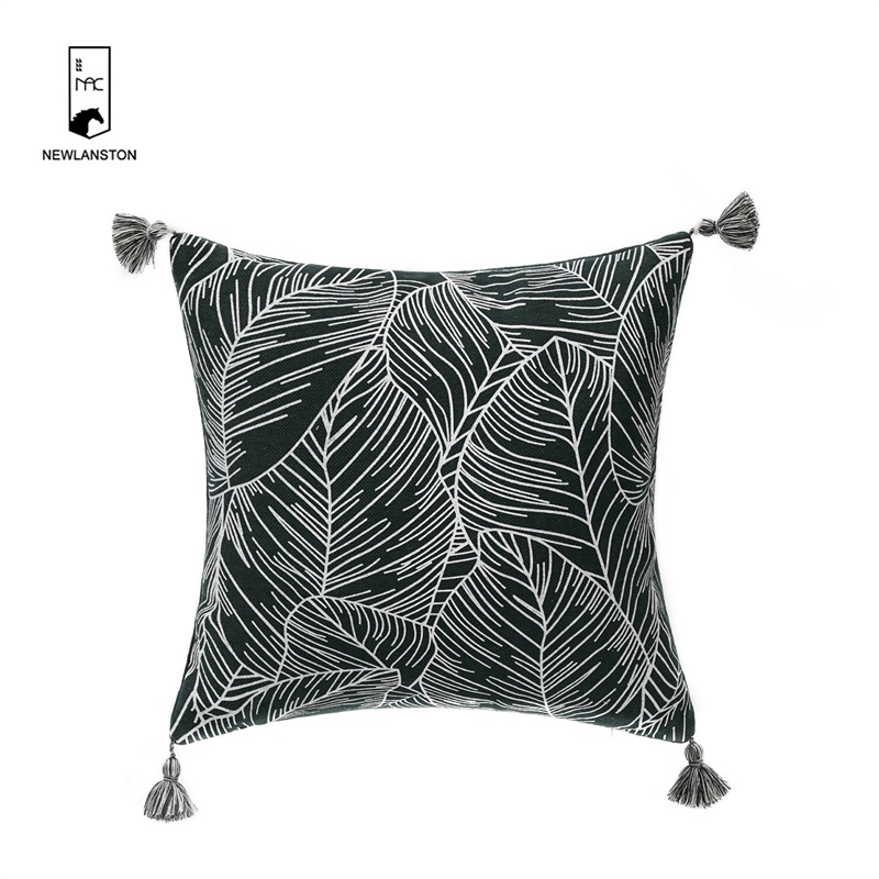  45x45 High quality recycled cotton Printed Leaves Cushion/Pillow cover 