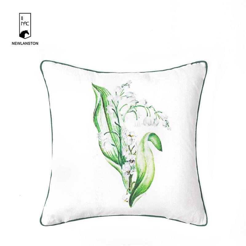 45x45 Digital printed Leaves washed linen Cushion/Pillow cover  