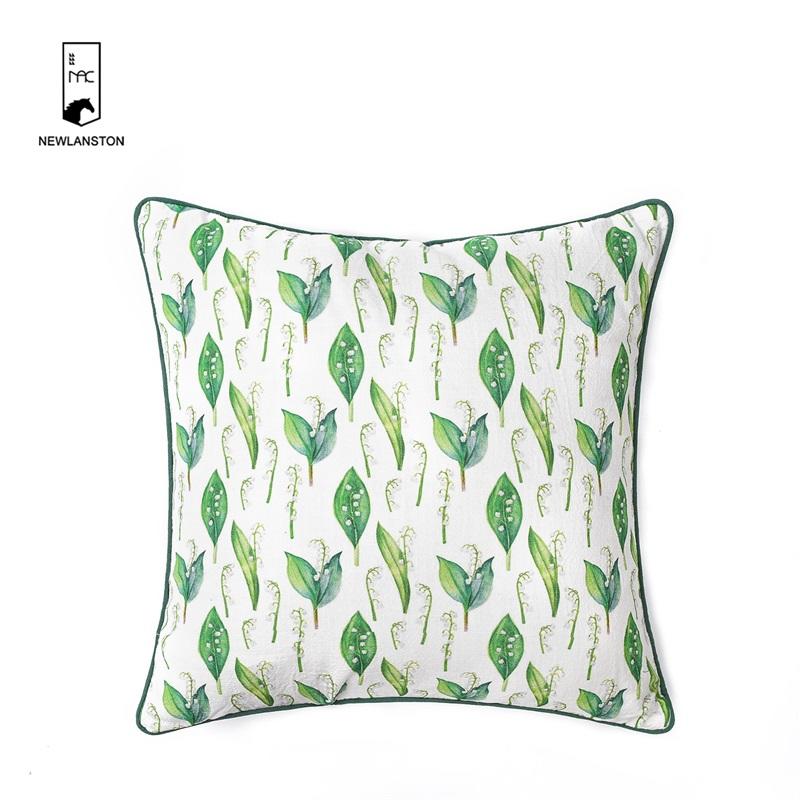 45x45 Digital printed Leaves washed linen Cushion/Pillow cover  