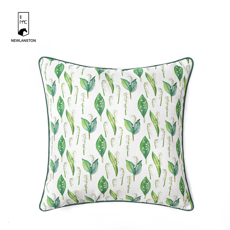  45x45 Digital printed Leaves washed linen Cushion/Pillow cover 