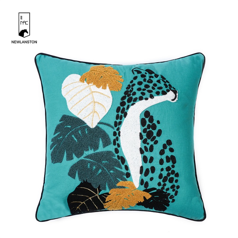  50x30 High quality Linen Embroidery Jungle Cushion/Pillow cover 