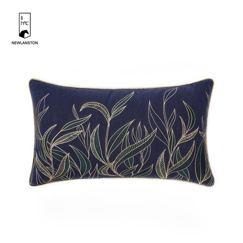  50x30 High quality Linen Embroidery Leaves  Cushion/Pillow cover 