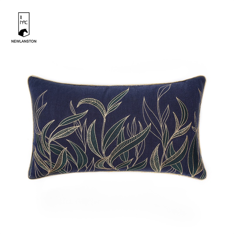 50x30 High quality Linen Embroidery Leaves  Cushion/Pillow cover  