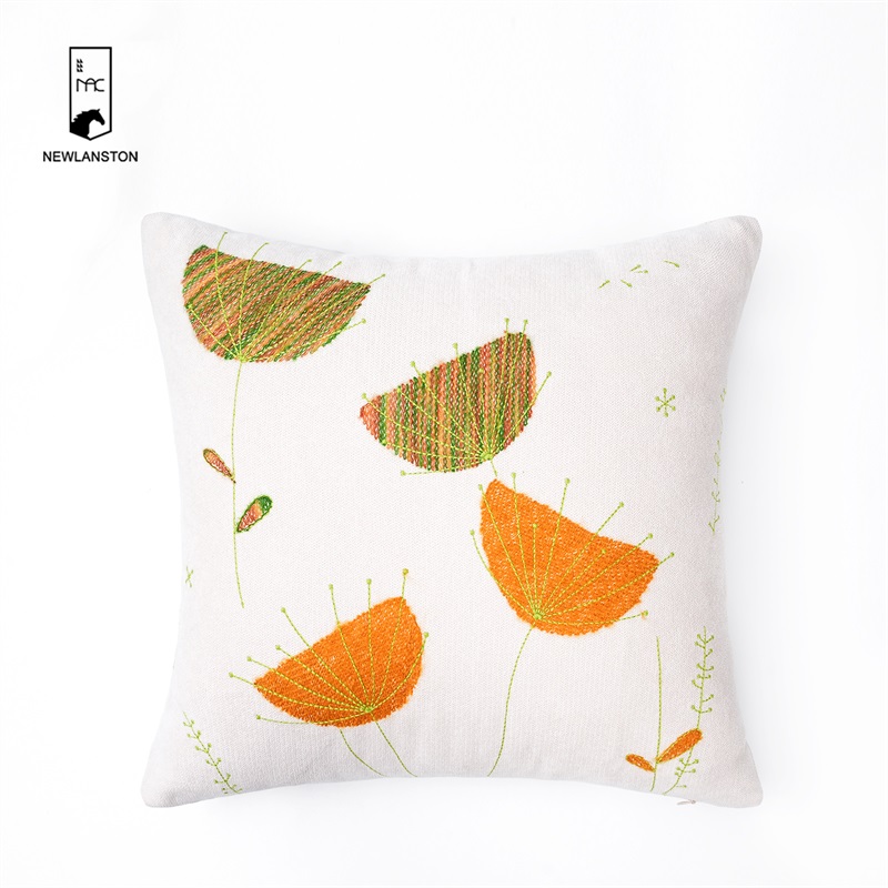 45x45 High quality recycled cotton Embroidery Trees Cushion/Pillow cover 