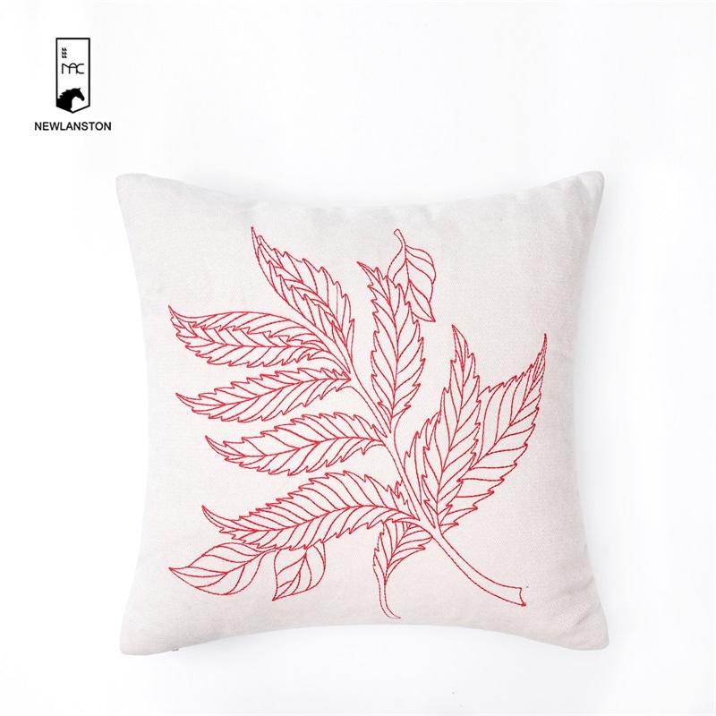 45x45 Chenille fabric Embroidery Leaves Cushion/Pillow cover 