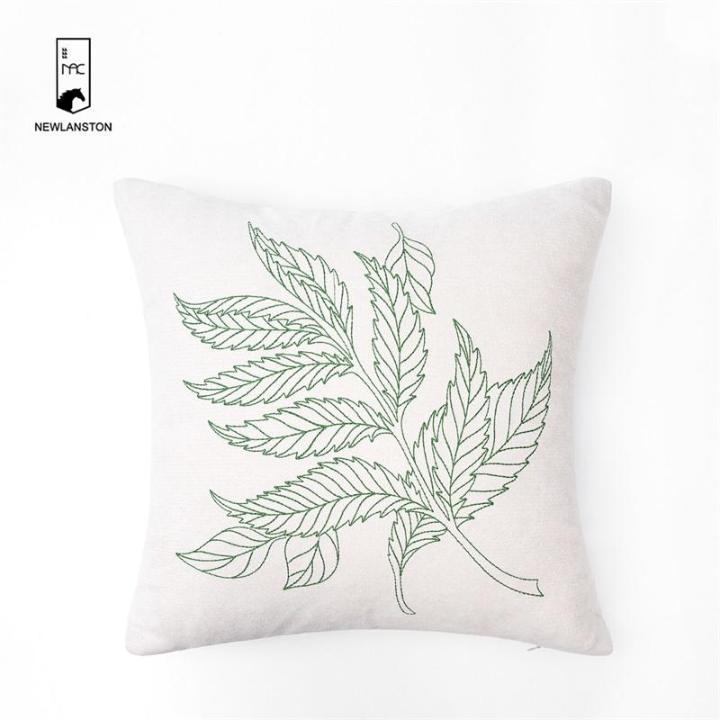 45x45 Chenille fabric Embroidery Leaves Cushion/Pillow cover 