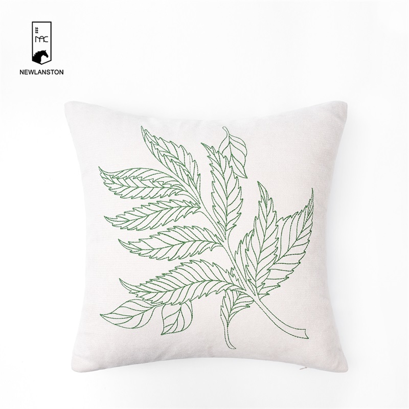 45x45 Chenille fabric Embroidery Leaves Cushion/Pillow cover 