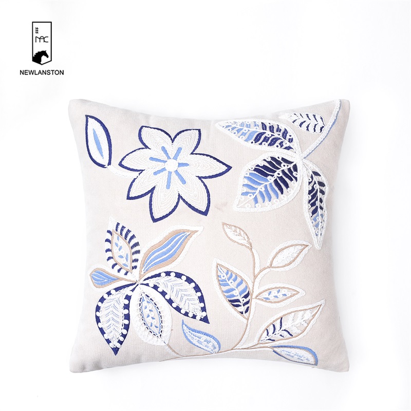 45x45 Chenille fabric Embroidery Leaves/Flowers Cushion/Pillow cover 