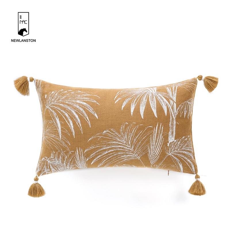  50x30 High quality Recycled cotton Printed Leaves Cushion/Pillow cover 