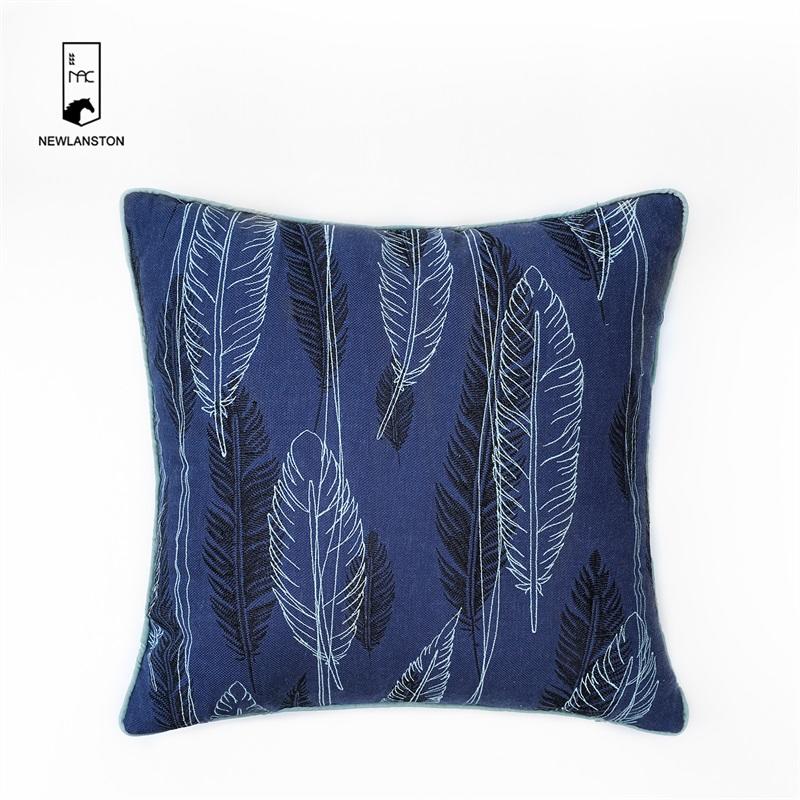  45x45 High quality Recycled cotton Embroidery Leaves Cushion/Pillow cover