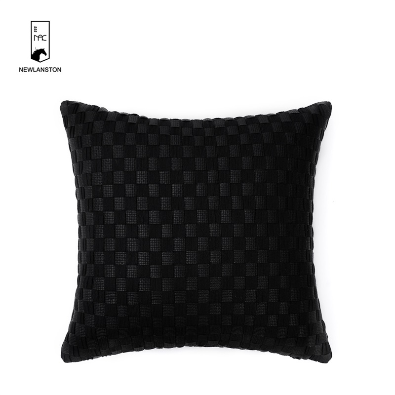 50x30 High quality PU+cotton ribbon Woven Cushion/Pillow cover  