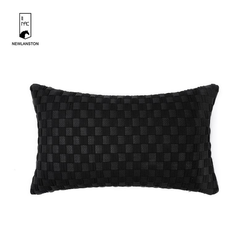  50x30 High quality PU+cotton ribbon Woven Cushion/Pillow cover  