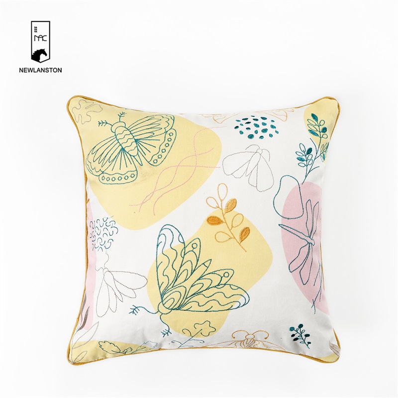 45x45 Recycled cotton Embroidery + printing Cushion cover 