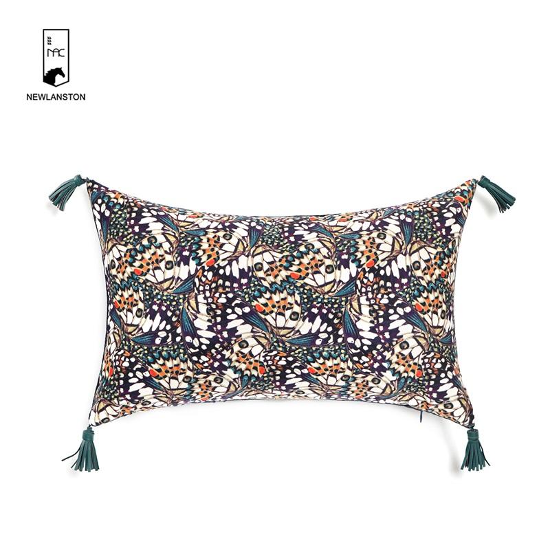 45x45 Digital printed velvet/PU piping Cushion cover 