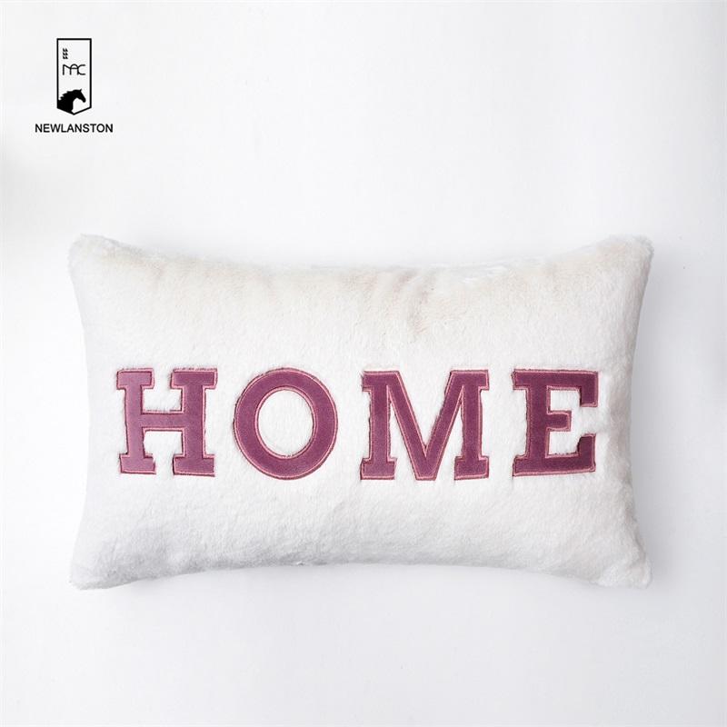 50x30 Fur Patchwork embroidery Cushion cover