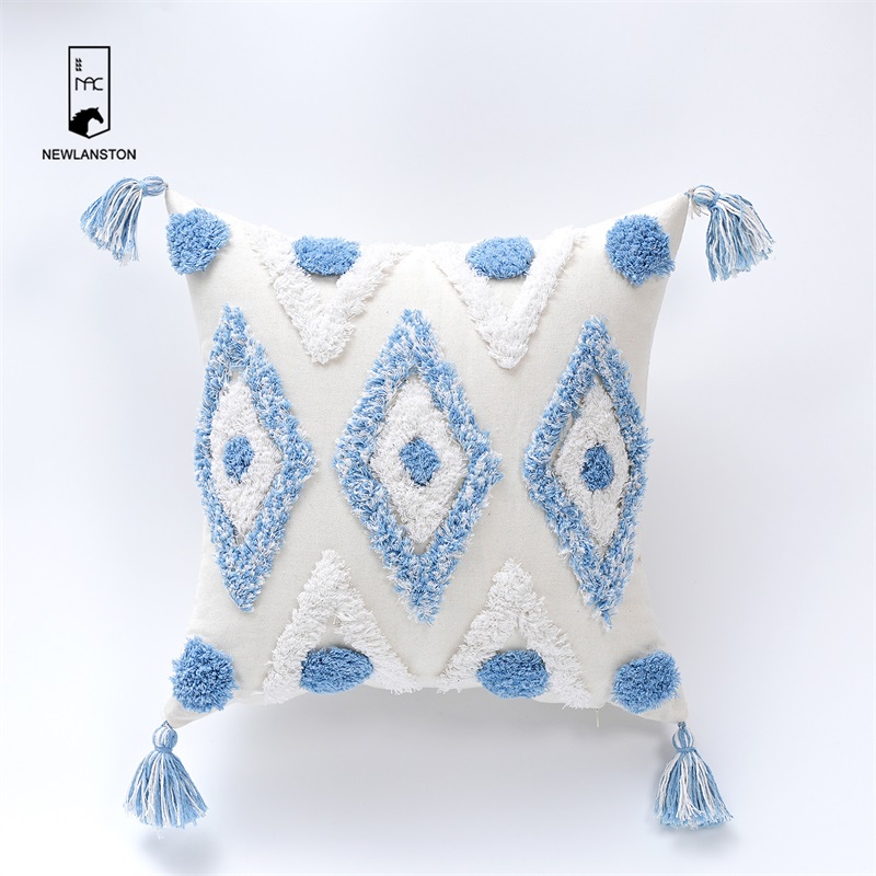 45x45 Tufted Cushion Cover Tassels Boho Embroidery Bohemian Moroccan Cushion Covers   