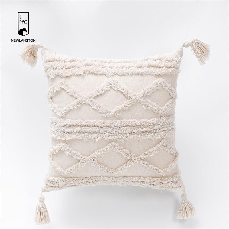 45*45 Morocco Style  Cotton Tufted Bohemian Cushion Cover Boho Throw Pillow Covers 