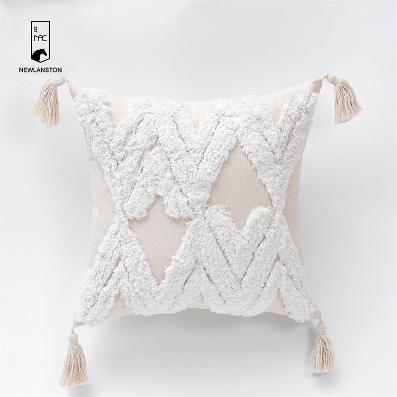 45*45 Morocco Style  Cotton Tufted Bohemian Cushion Cover Boho Throw Pillow Covers 