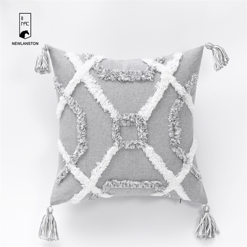 45x45 Morocco Style  Cotton Tufted Bohemian Cushion Cover Boho Throw Pillow Covers 