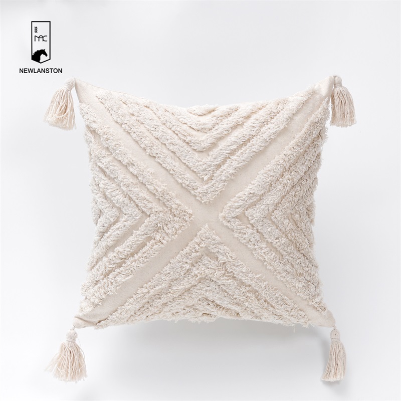 45x45 Morocco Style  Cotton Tufted Bohemian Cushion Cover Boho Throw Pillow Covers 