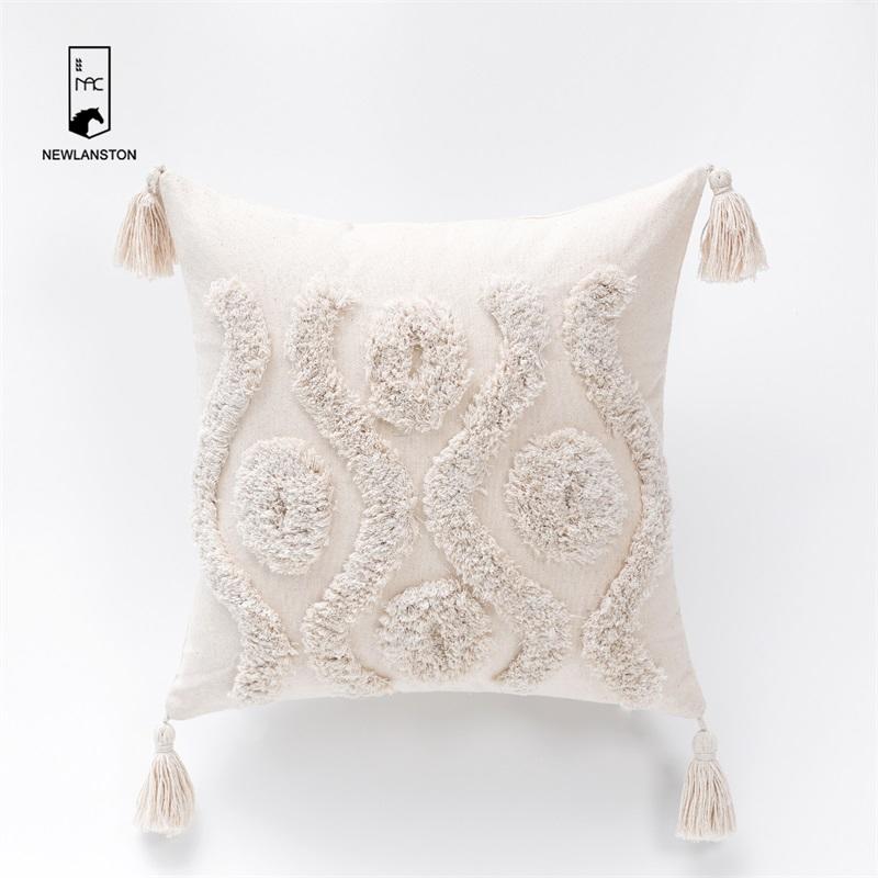  45x45 Morocco Style  Cotton Tufted Bohemian Cushion Cover Boho Throw Pillow Covers with tassels