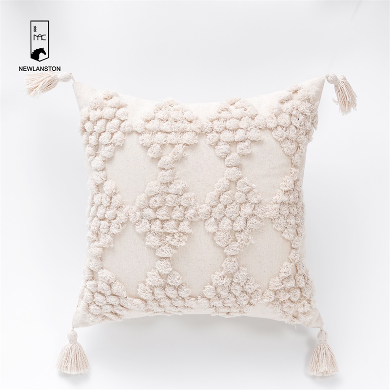  45x45 Morocco Style  Cotton Tufted Bohemian Cushion Cover Boho Throw Pillow Covers with tassels