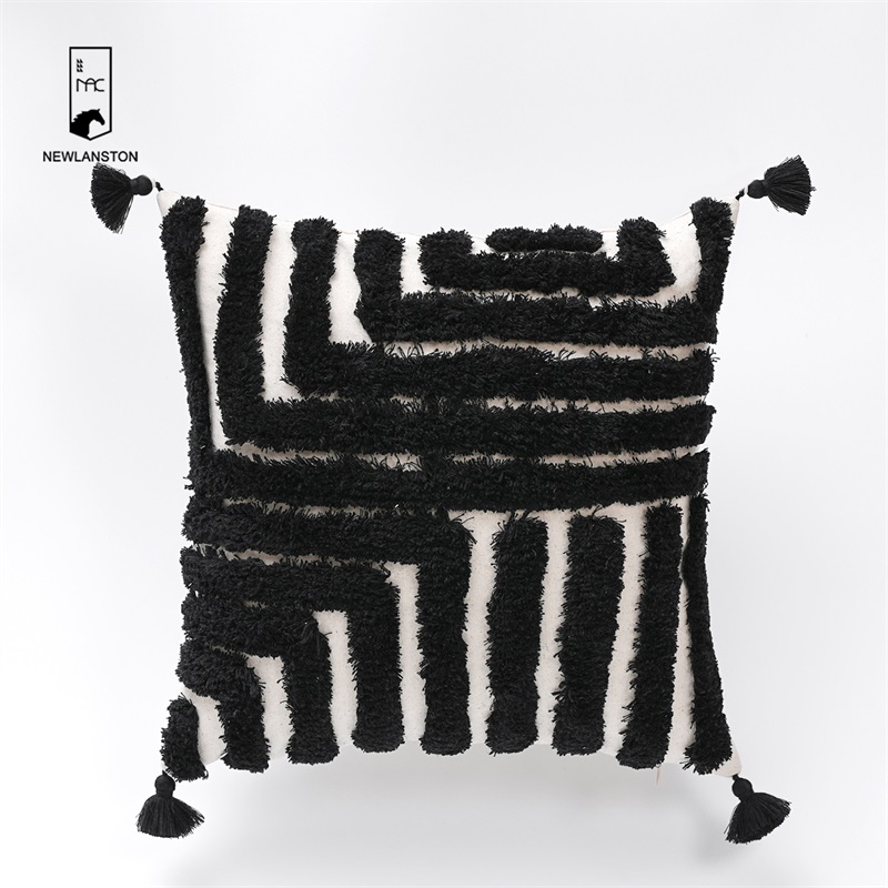 45x45 Morocco Style  Cotton Tufted Bohemian Cushion Cover Boho Throw Pillow Covers with tassels 