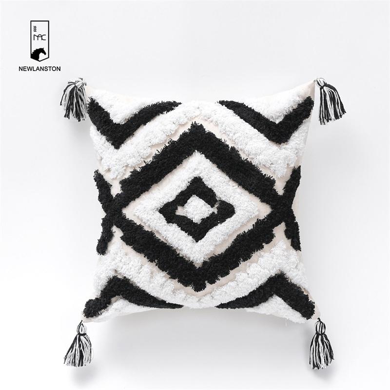  45x45 Cotton Tufted Bohemian Cushion Cover Boho Throw Pillow Covers  