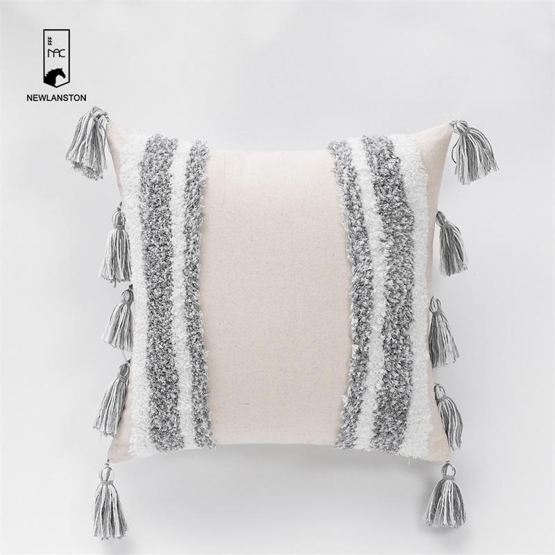45x45 Cotton Tufted Bohemian Cushion Cover Boho Throw Pillow Covers 